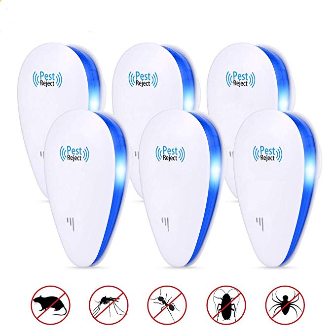 Tomu Ultrasonic Pest Repeller for Bugs and Insects, Mice Repellent to Repel and Prevent Mouse, Ant, Mosquito, Spider, Rodent, Roach,Child and Pets Safe Control(6 Packs)