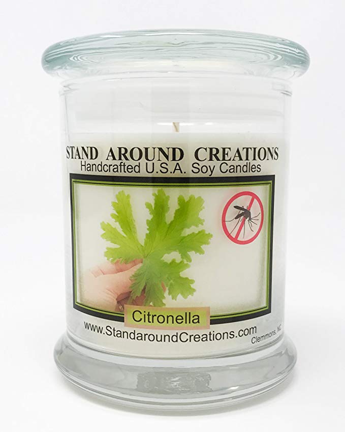 Premium 100% All Natural Soy Wax Candle - 12-oz. Status - Citronella: A natural insect repellent, An effective way to keep mosquitoes away. Infused with the oil of the citronella plant.