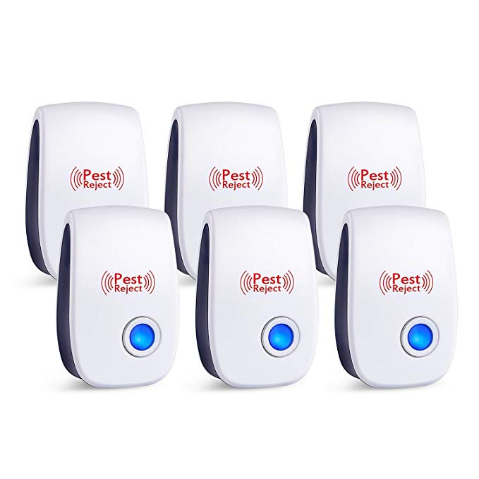 2018 Ultrasonic Pest Repeller Plug in Pest Control - Electric Mice Repellent & Mosquito Repellent in Pest Repellent - Ant Repellent for Fly,Mouse,Rat,Roach,Spider,Flea,Bug (White - 6 Pack) (6 Packs)