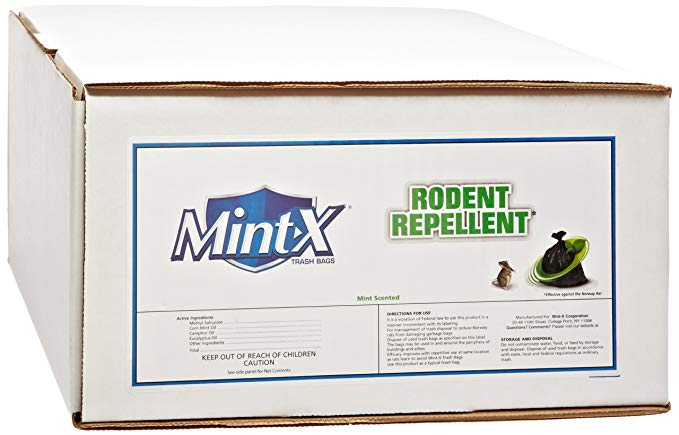 Mint-X Rodent Repellent Trash Bags, Commercial Sizes (Box of 100)